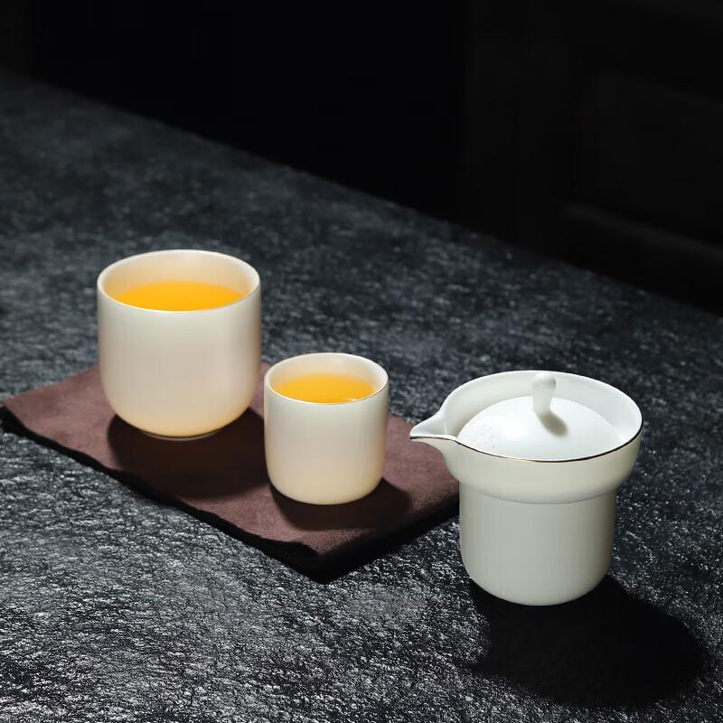 Dehua Ceramic Portable Tea Set - A Thousand Li of Rivers and Mountains (1 Pot, 2 Cups)