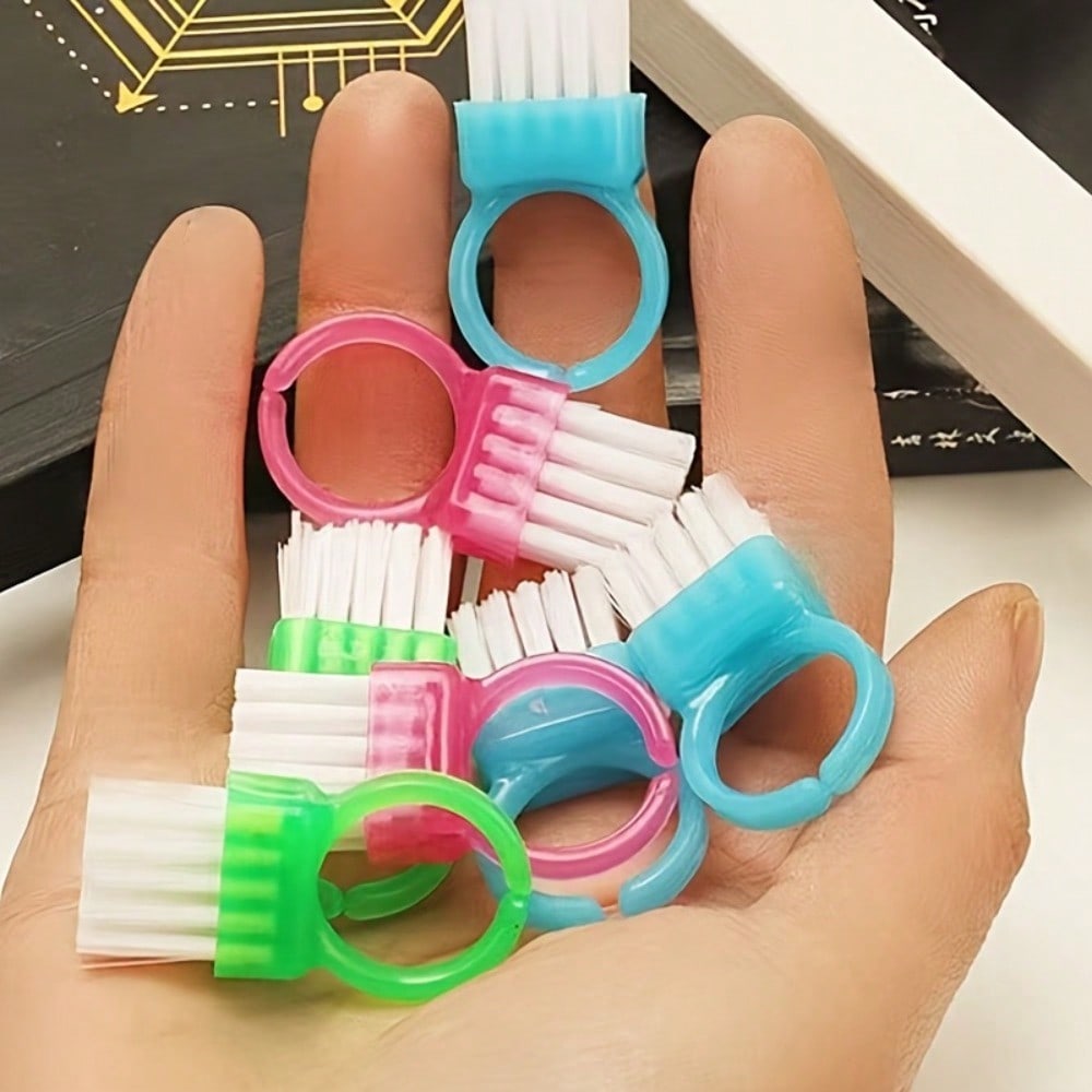 6 Stück Mini-Nagelringbürste, Fingerknopf-Staubbürste, Nail Art Werkzeug Kleine Bürste, Nagelhygiene/Schmuckpflege-Artefakt