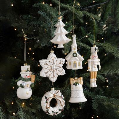 Karácsonyi Díszek Fehér Műanyag Fa/Hóember/Csengő/Hópehely/Diótörő Karácsonyfadísz Karácsonyi Otthoni Dekorációhoz