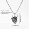 3D Sharp-Corner Oni Mask Pendant On Long Dark Subculture Versatile Bead Necklace