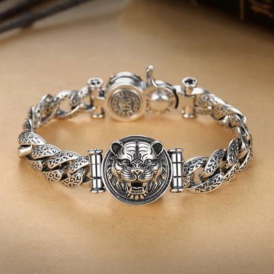 2026 Retro Personality Tang Cao Rotation Natal Year Tiger Bracelet Men Trendy Men Tiger Zodiac Atmosphere Rough and Crazy