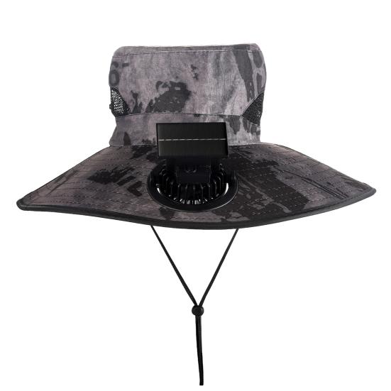 

Solar Fan Bucket Hat Unisex Adjustable Wide Brim Sun Hat with Built-in Solar Panel Cooling Fan UV Protection Fisherman Hat A серый