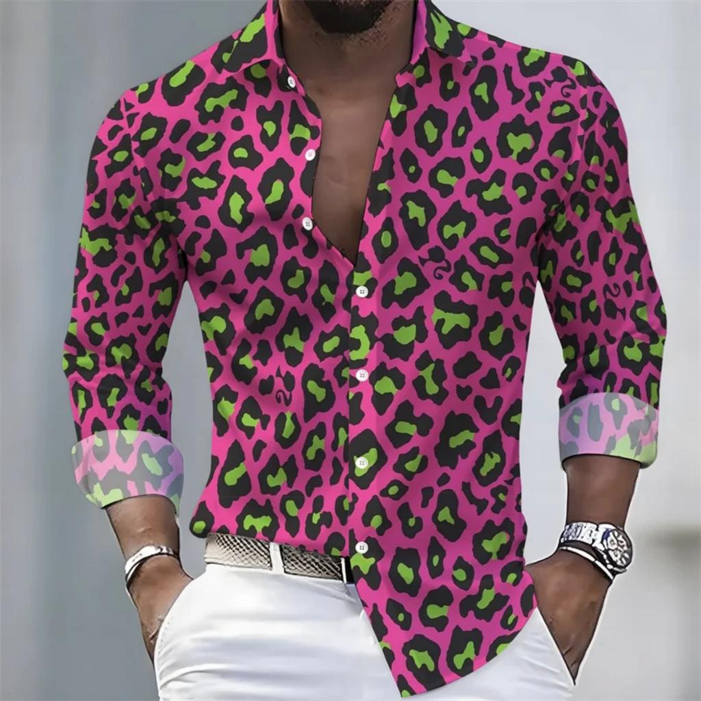 Trendy Leopard Print Long Sleeve Shirt, Stylish Button-Up Fashion Top