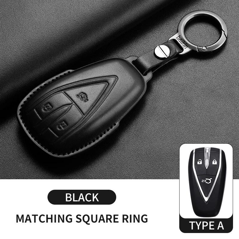 Leather Car Key Case Cover Holder Keychain Shell for Changan CS35 Plus CS55 Plus CS75 Plus Eado UNI T UNI K Oushang X5 X7 EV