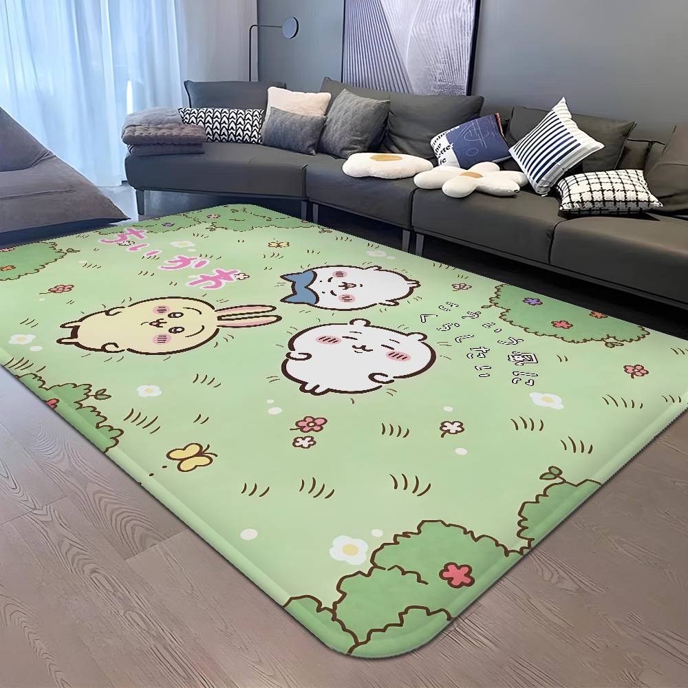 Cartoon C-Chiikawas Door Mat Washable Non-Slip Living Room Sofa Chairs Area Mat Kitchen Bedside Area Rugs