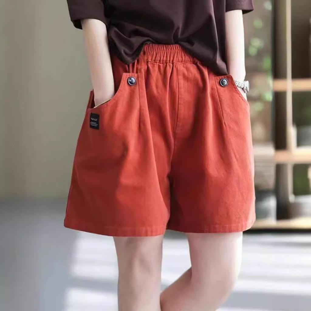 2025 Women's Summer Wide-Leg Cotton Shorts: Loose, Large, Slim-Fit, Versatile, Fashionable, Literary, Five-Point Casual Design