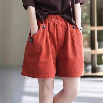2025 Women's Summer Wide-Leg Cotton Shorts: Loose, Large, Slim-Fit, Versatile, Fashionable, Literary, Five-Point Casual Design