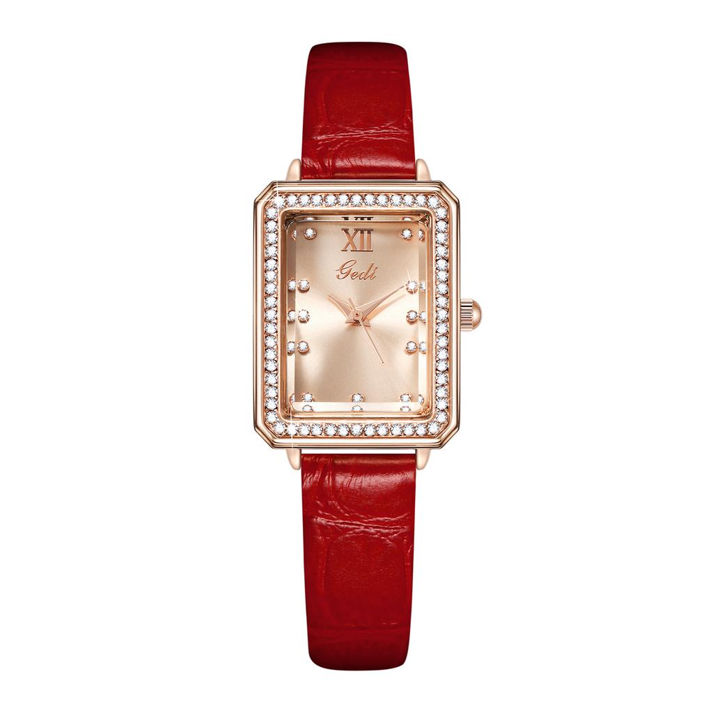 Fashion Light Luxury Diamond-Encrusted Square Exquisite Case Women'S Middle School Student Waterproof Belt Quartz Watch