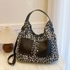 Women's Leopard Print Large Capacity Tote Bag 2025 New Retro Casual Shoulder Bag Crossbody Bag Underarm Bag Women