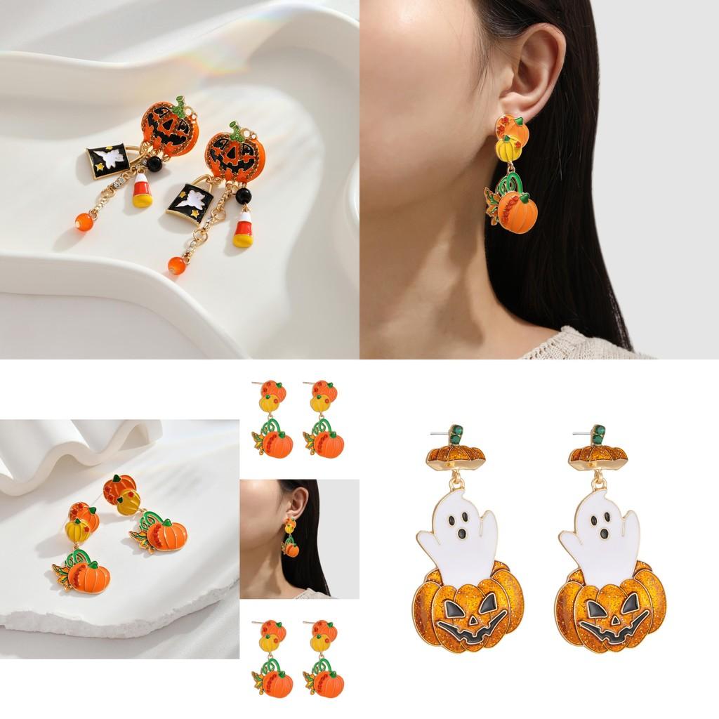 Adorable Halloween Pumpkin Earrings Made With Durable Alloy Perfect For Festive Occasions