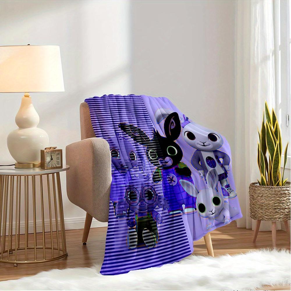 1pc Flannel Throw Blanket, Bunny,Friends,BingPattern Printed Blanket, Warm Cozy Soft Blanket For Couch Bed Sofa Car Office Camping Travellin