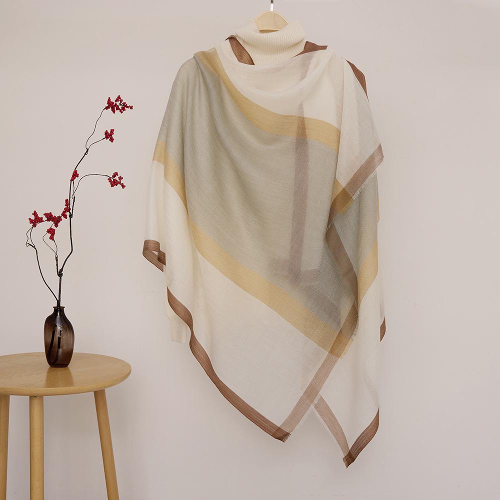 2025 Легкий водорастворимый кашемировый клетчатый шарф: Женский универсальный летний солнцезащитный шарф-манишка и шаль