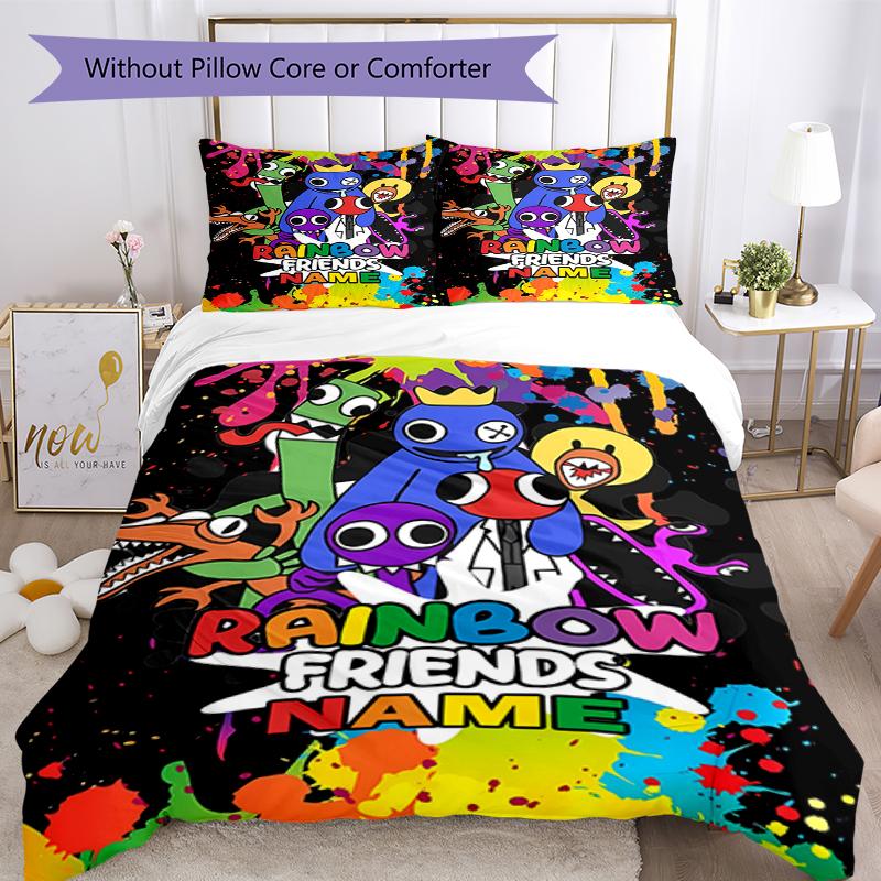 3-teiliges Bettwäsche-Set mit individuellem Namen Rainbow Friends Bettbezug mit Verschluss Enthält 1 Bettbezug & 2 Kissenbezüge, Weich und bequem für alle Jahreszeiten.