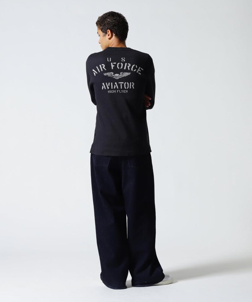 AVIREX HONEYCOMB WAFFLE USAF L/S T-SHIRT navy