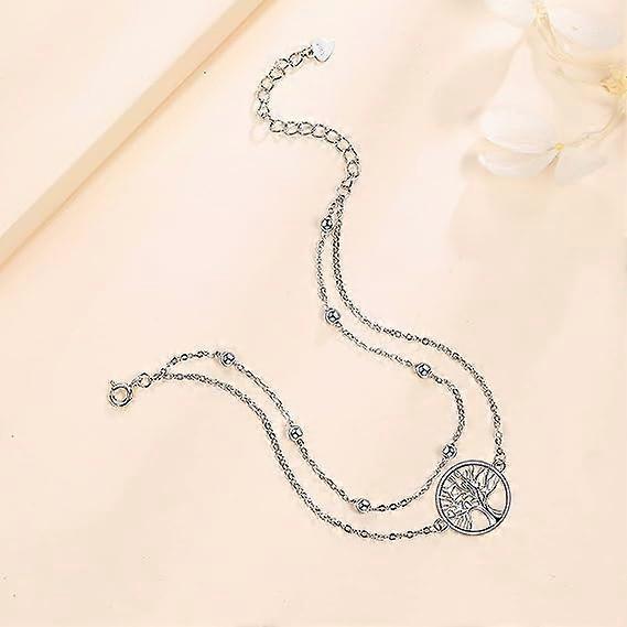 Dww-1 X 25cm Women's Bracelet Tree of Life 925 Sterling Silver Zirconia Adjustable Bracelet Gift for Women