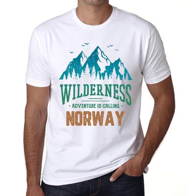 Herren Vintage T-Shirt Grafik T-Shirt Wilderness Norwegen Weiß