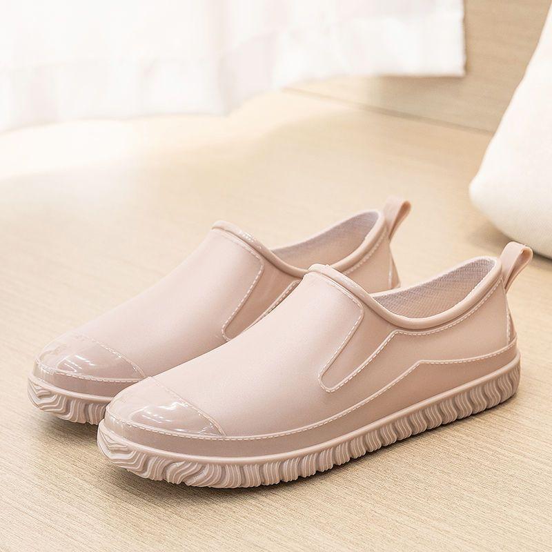 Mutter Regenschuhe Damen flacher Mund neue Mode leichte Regenstiefel tragen rutschfest Erwachsene Arbeit Autowäsche Klebeschuhe