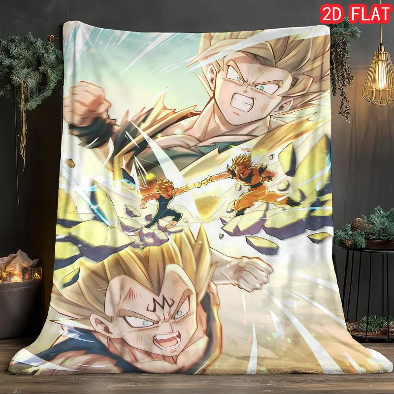 Dragon Ball Printed Blanket Cozy Flannel Material Air Conditioning Nap Blanket for Home Office Daily Use THW