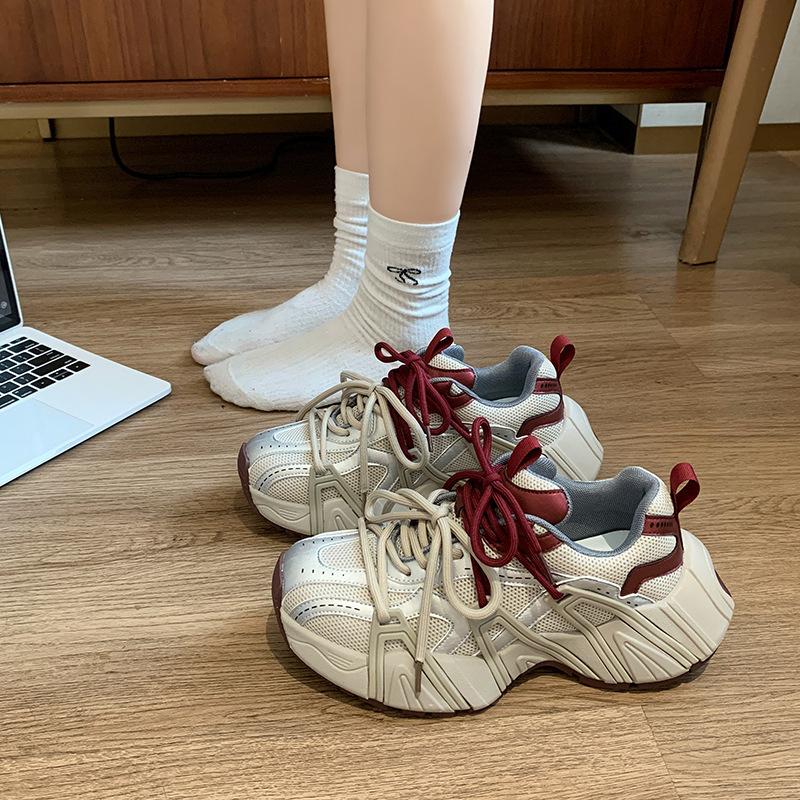 Paris platform color matching strap dad shoes women's autumn new small height increase casual sports shoes