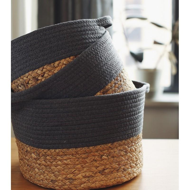 Handwoven Cotton Storage Basket Desk Bedroom Bathroom Nordic Style Organiser Toys Clothes Accessories Cables