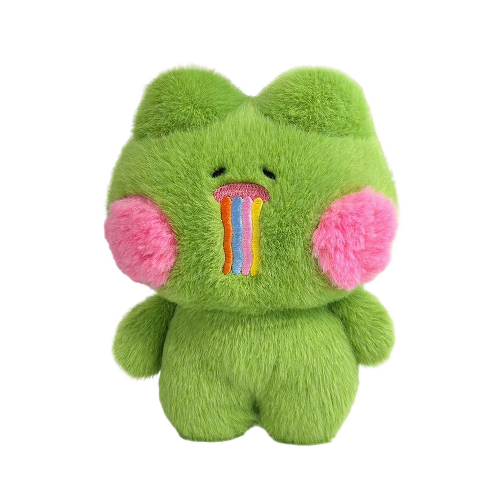 

Soft Plush Frog Stuffed Animal Toy with Embroidered Rainbow Mouth and Round Cheeks Plush Doll for Kids and Collectors One Size