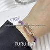 Fei Jia February Birthstone Purple Horseshoe Buckle Unisex DIY Bracelet