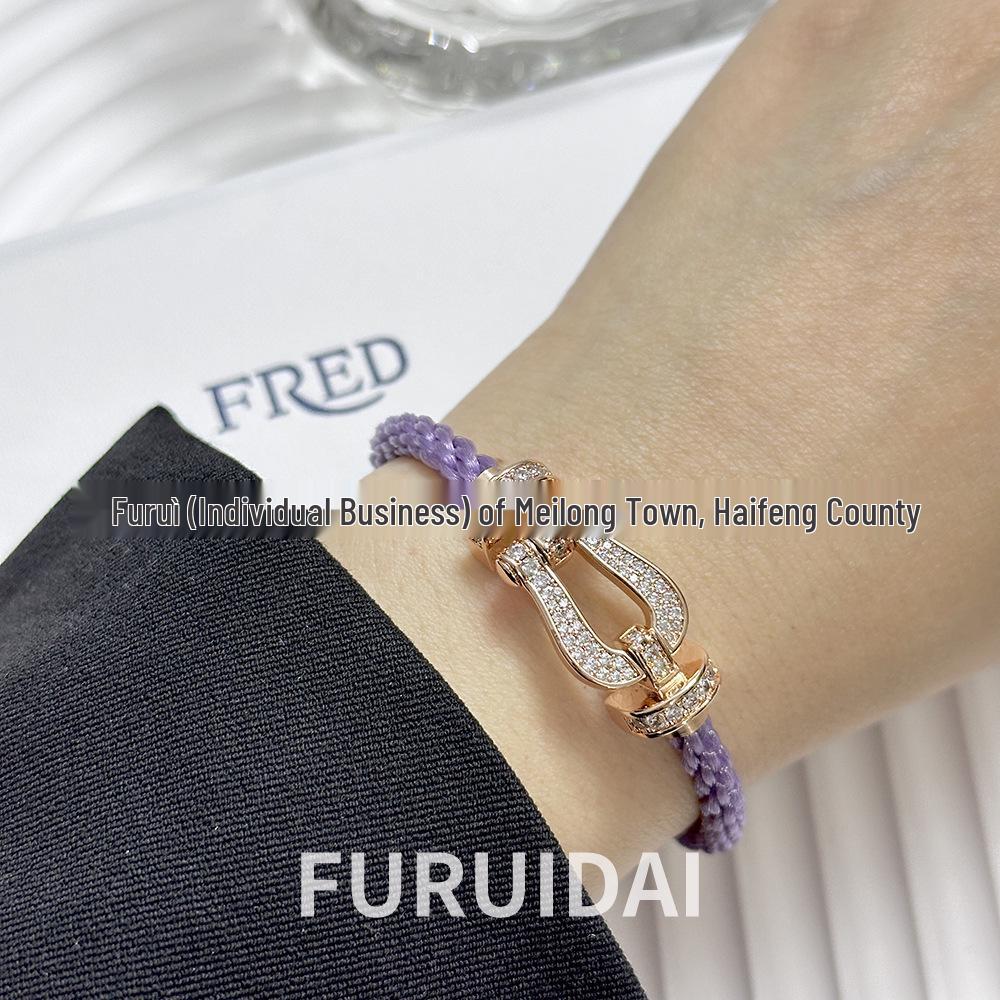 Fei Jia February Birthstone Purple Horseshoe Buckle Unisex DIY Bracelet
