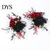 Elegant Floral Jewelry for Photoshoots Wrist Corsage, Black Burgundy Rose Corsage Wedding, Bridesmaid Mother, Niche Dark Style Costume Accessories
