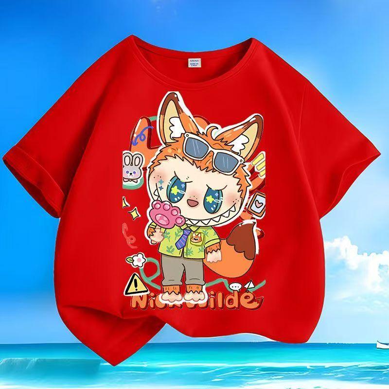 Vtipná 3D tištěná dětská trička Labubu Kawaii chlapecká dívčí top s krátkým rukávem Dětské trendy oblečení