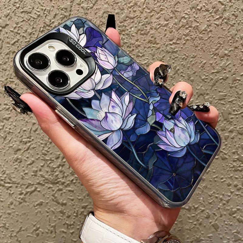 Laser Phone Case For IPhone 15 16 14 Pro Max Cases 11 12 13 17 Pro 17 16 E 14 Plus Luxury Lotus Flowers Floral Shockproof Covers