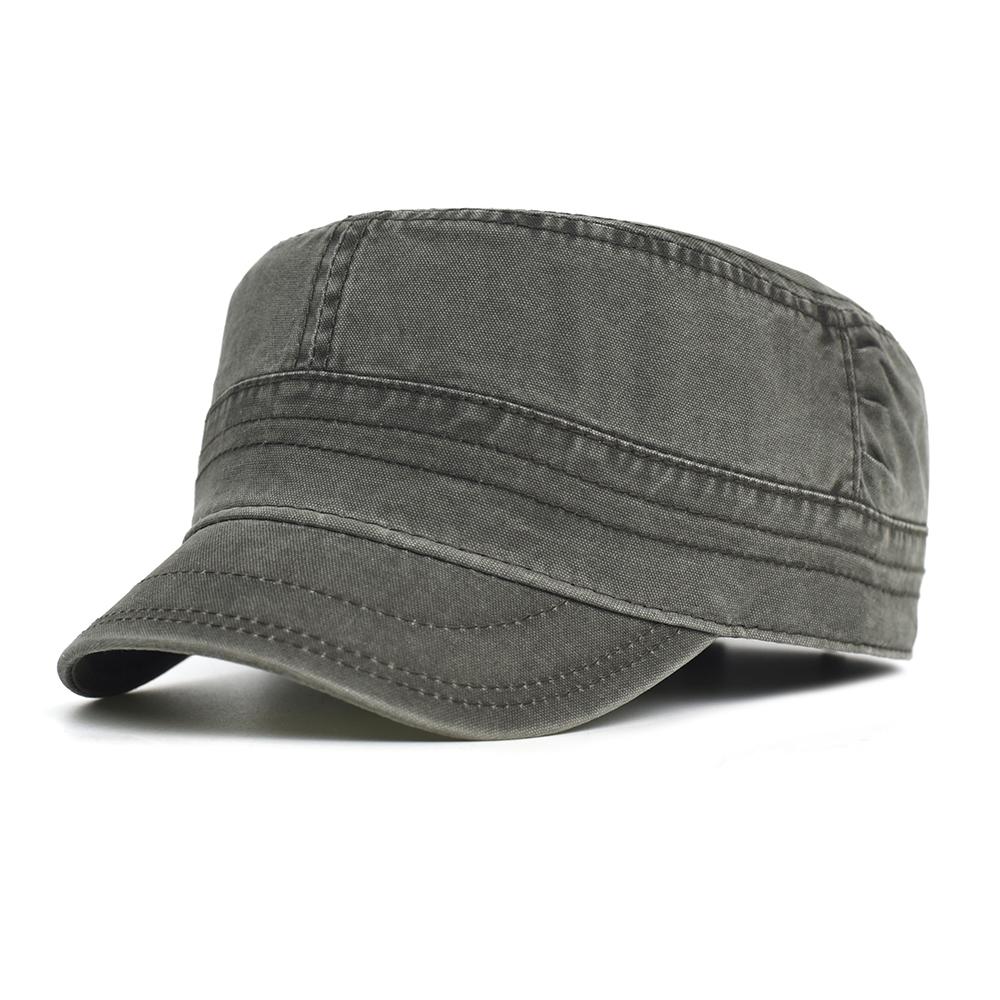 Spring Summer Washed Cotton Military Caps Men Women Casual Fashion Unique Design Vintage Flat Top Hat