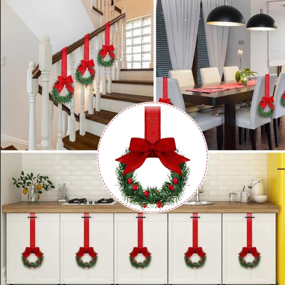 6/12 Stück Weihnachts-Mini-Kränze Bandbögen Rote Früchte Fensterdekorationen Küchenschrank-Kränze Weihnachtsfeier Hausdekoration