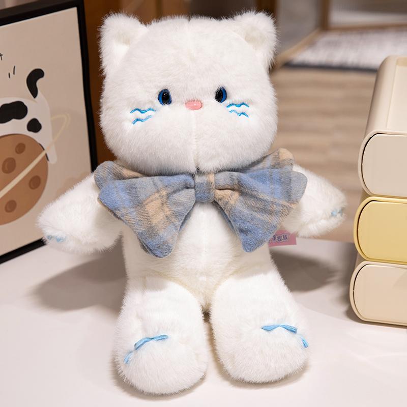 

Non-Toxic Cartoon Cat Plush Toy Bowtie Stuffed Kitten Pet Doll 30-60Cm White Brown Black Birthday Gift Soft Birthday Toy 30cm