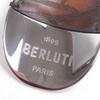 Great BERLUTI Full Scrit Calligraphy Shoehorn Keyring Silver brown leather Used