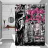 Perdea de duș Banksy Street Graffiti Peisaj de exterior Decor baie Vacanță de vară Perdea de baie din poliester cu cârlige