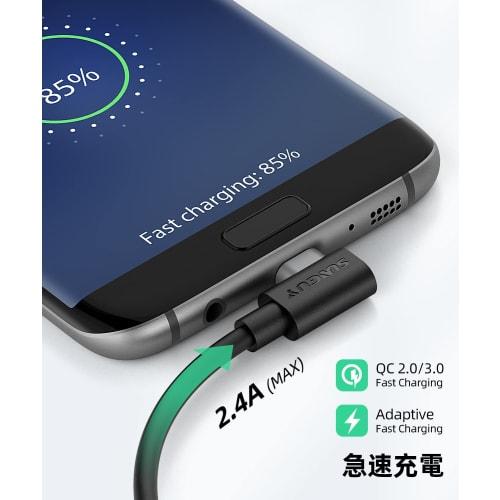 SUNGUY Micro USB Kabel L-förmig 3M [2er Set] Doppelseitiges Micro USB Kabel Kompatibel mit QC3.0/2.0 18W Schnellladung USB2.0 Datenübertragung L-förmig C