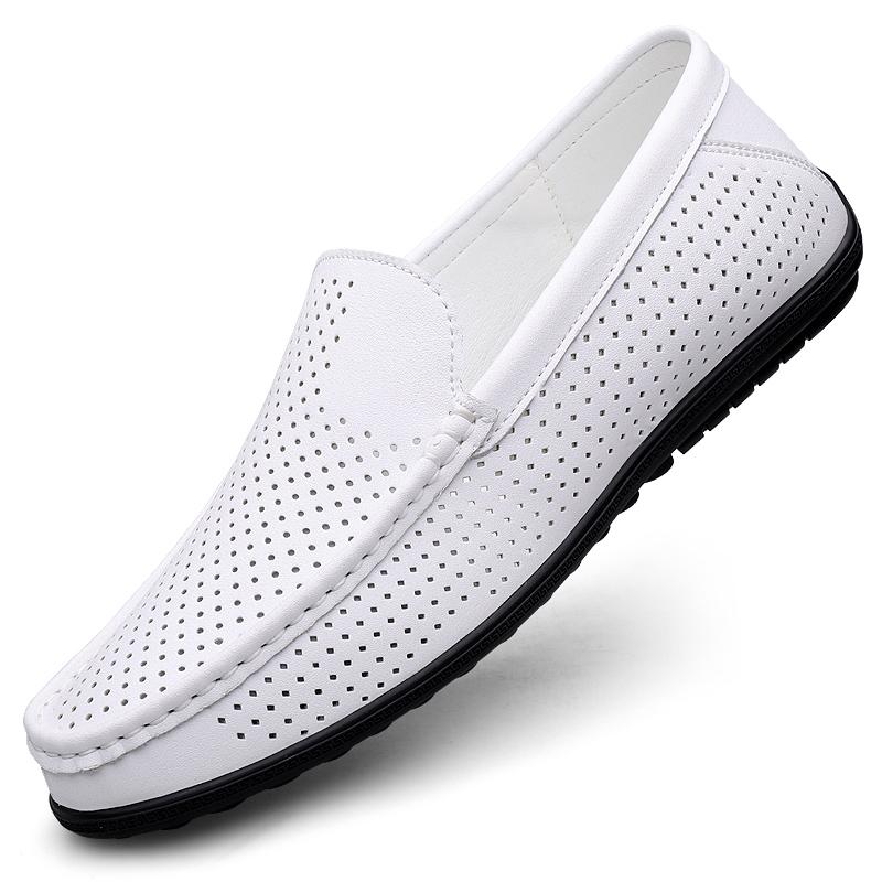 Fashion Men's Casual Leather Hole Shoes Men Genuine Leather Slippers Breathable Male Casual Shoes Comfy Loafers Stylish Muller Moccasins