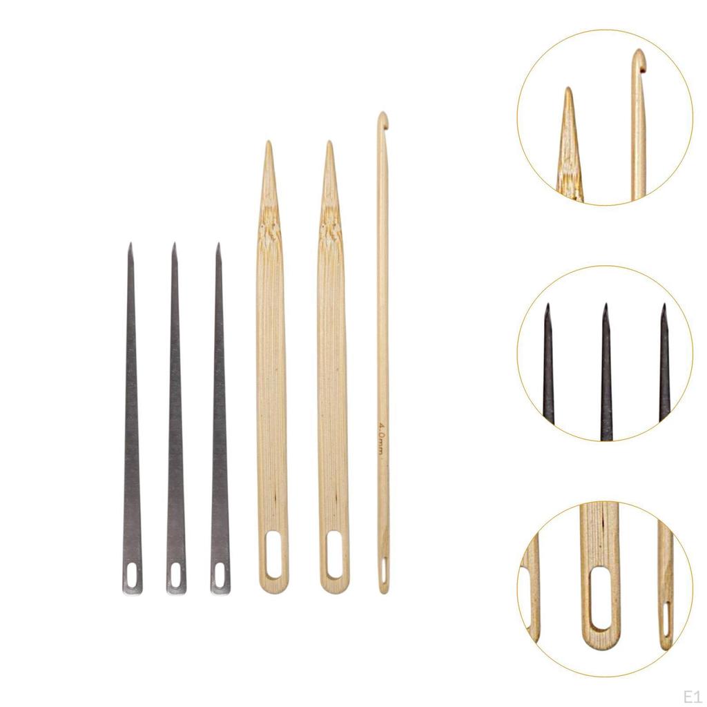Tapestry Weaving Tools Big Eye Pins Crafts Making 6Pcs Set DIY Bamboo Large Smooth