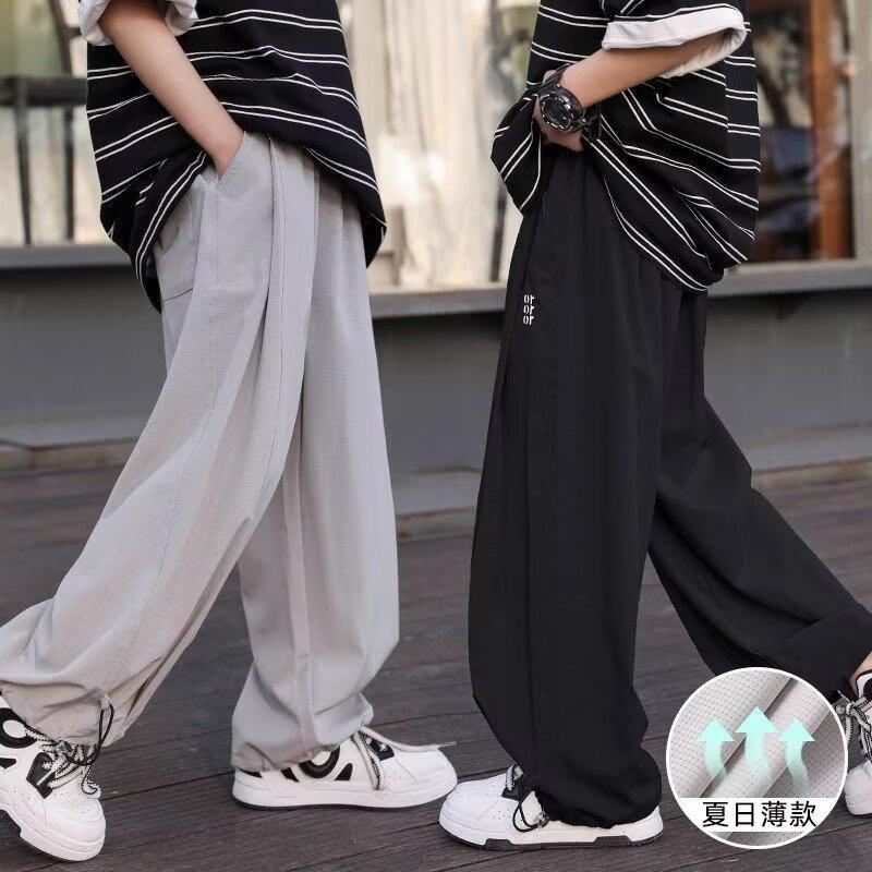 Boys' Pants Summer Thin Ice Silk Wide-Leg Pants Children's Long Pants Big Kids Casual Anti-Mosquito Pants Trendy Summer Wear
