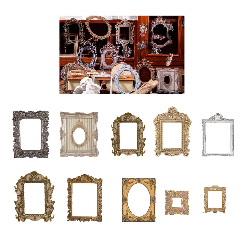 20 Pieces Decoration Stickers Retro Mirror Frame PET Decals for Handcrafts Scrapbooking Photo Album