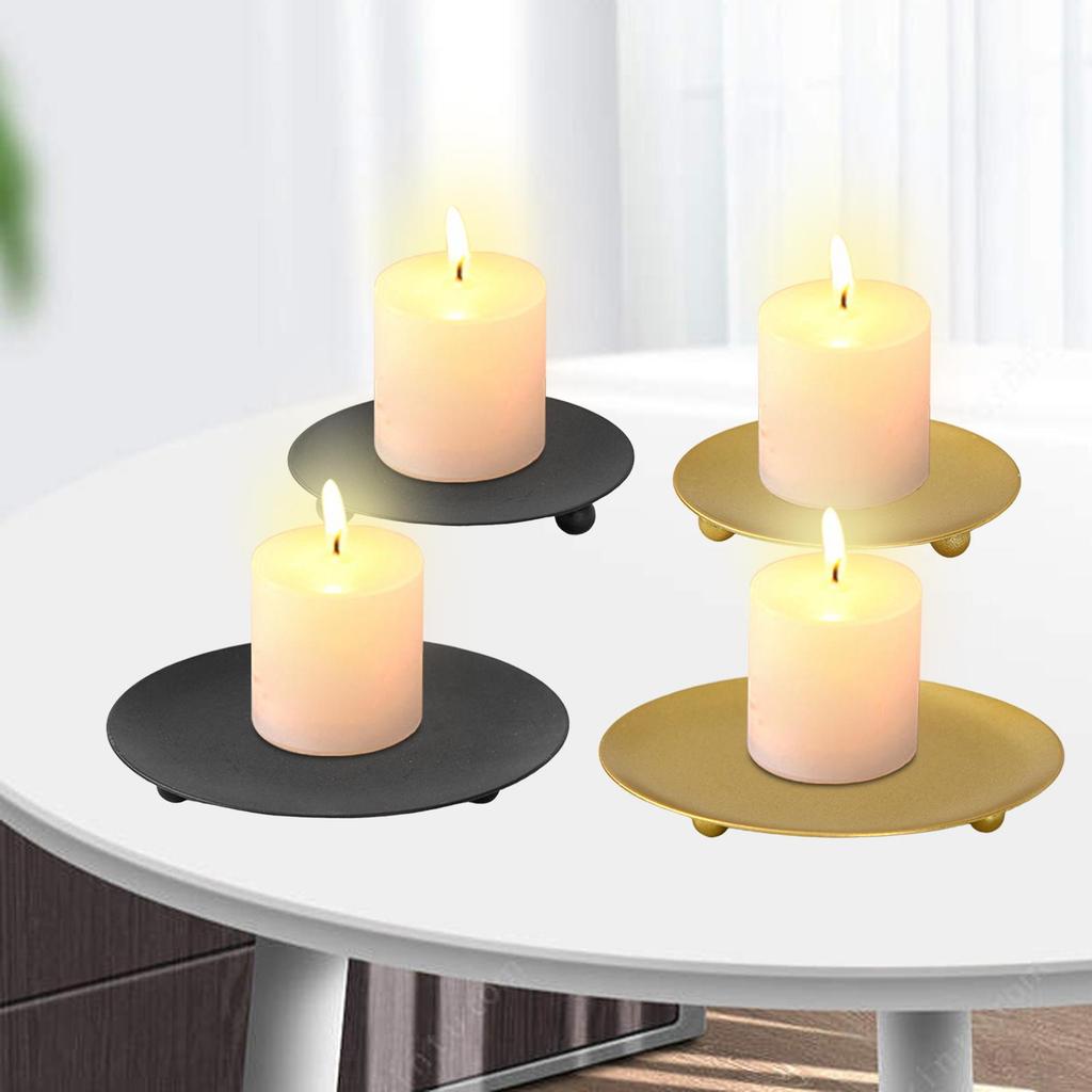 Iron Plate Candle Holder Geometric Candle Plate Decorative Candlestick Tea Light Holder Centerpiece for Home Decor