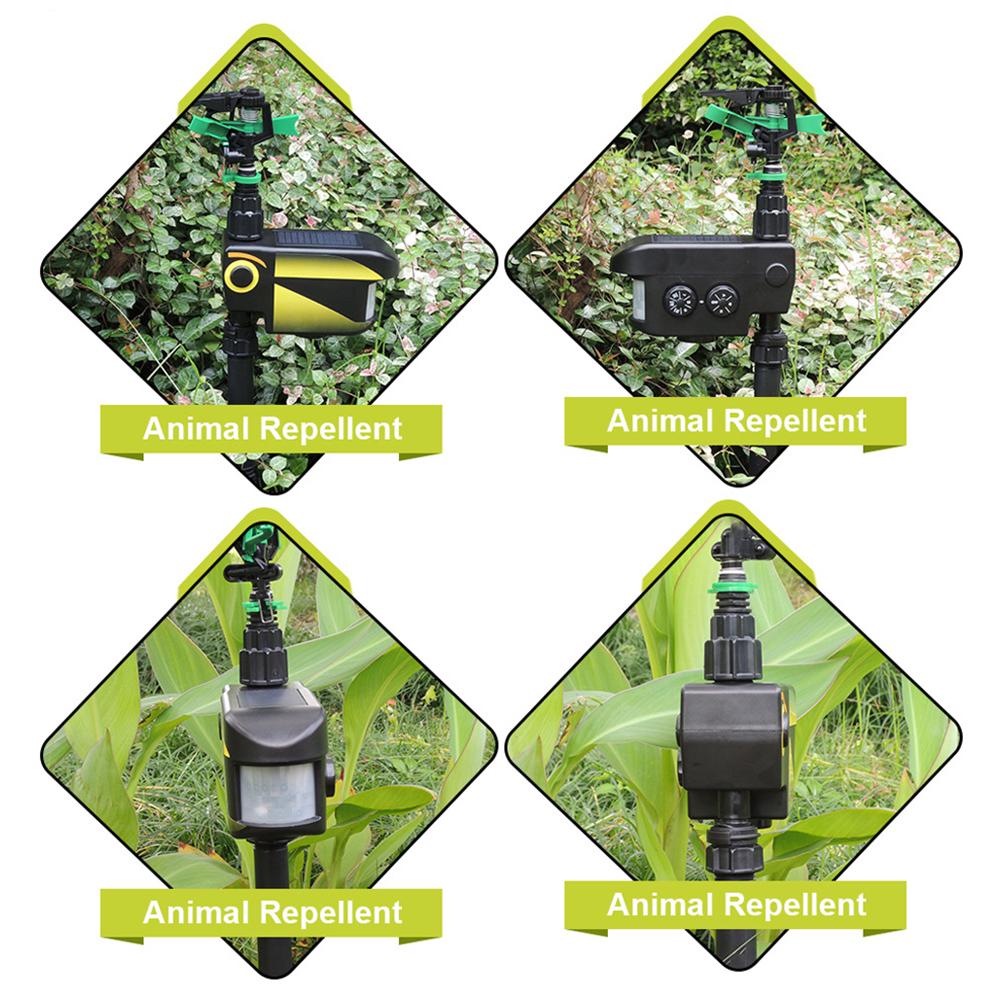 1/2pcs Solar Power Motion-Activated Sprinkler Animal Repeller 3 Time Modes Adjustable Spray Angle Sprinkle Distance for Garden F