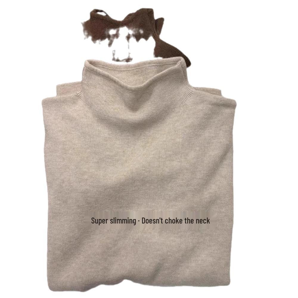 Autumn/Winter Korean Style Half-High Neck Knit Sweater - Long Sleeve Solid Color Commuting Top