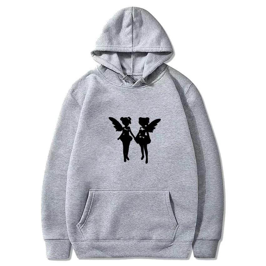 Silhouette of A Girl with Wings Printed Sweatshirt Hip Hop Pullovers Women Autumn Winter Vintage Fleece Long Sleeve Hoodies
