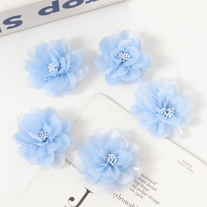 2/5Pcs 6CM Chiffon Fabric Artificial Flower For Home Room Wedding Invitation Artificial Flowers For Dress Decoration Accessories
