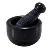 KLEO 3" Diameter Black Natural Stone Mortar and Pestle Set for Spices, Medicine, Pills, Grinder, and Masher - Small Size