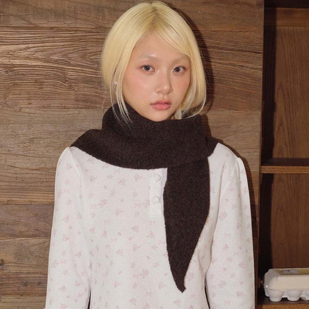Thick Warm Triangle Scarf Soft Texture Mini Shawl Wrap Knit Hair Band Knit Headscarf Urban Women