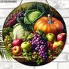 Autumn Harvest Wooden Sign with Fruits and Vegetables Pattern Design - Unique Wall Pediments - Ideal for Front Door, Yard, Porch, Room Decor