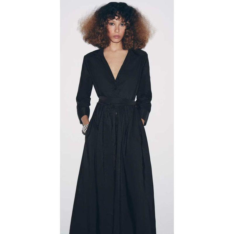 Za Export New Arrival Women's Clothing ZR Fashion Style Fashion All-Match Long Sleeves Shirt Style Midi Skirt Dress 8852065