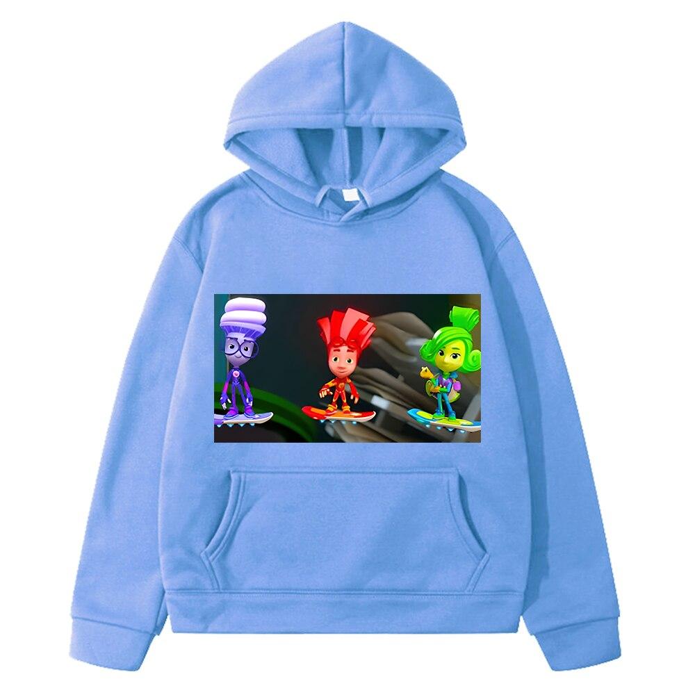 

Толстовка с капюшоном «Фиксики» в стиле аниме, флисовый пуловер, детская одежда для девочек, куртка y2k sudadera, осенние повседневные толстовки для мальчиков и девочек 130 светло-синий